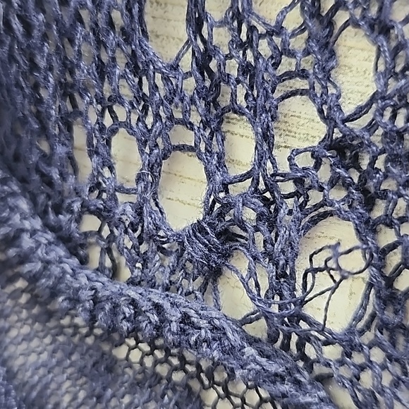 Eileen Fisher 100% organic linen blue open weave sweater top Size PP XS petite - Picture 9 of 9